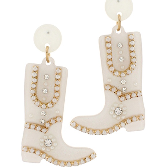Bridal Pave Cowboy Boot Earrings - Picture 1 of 1